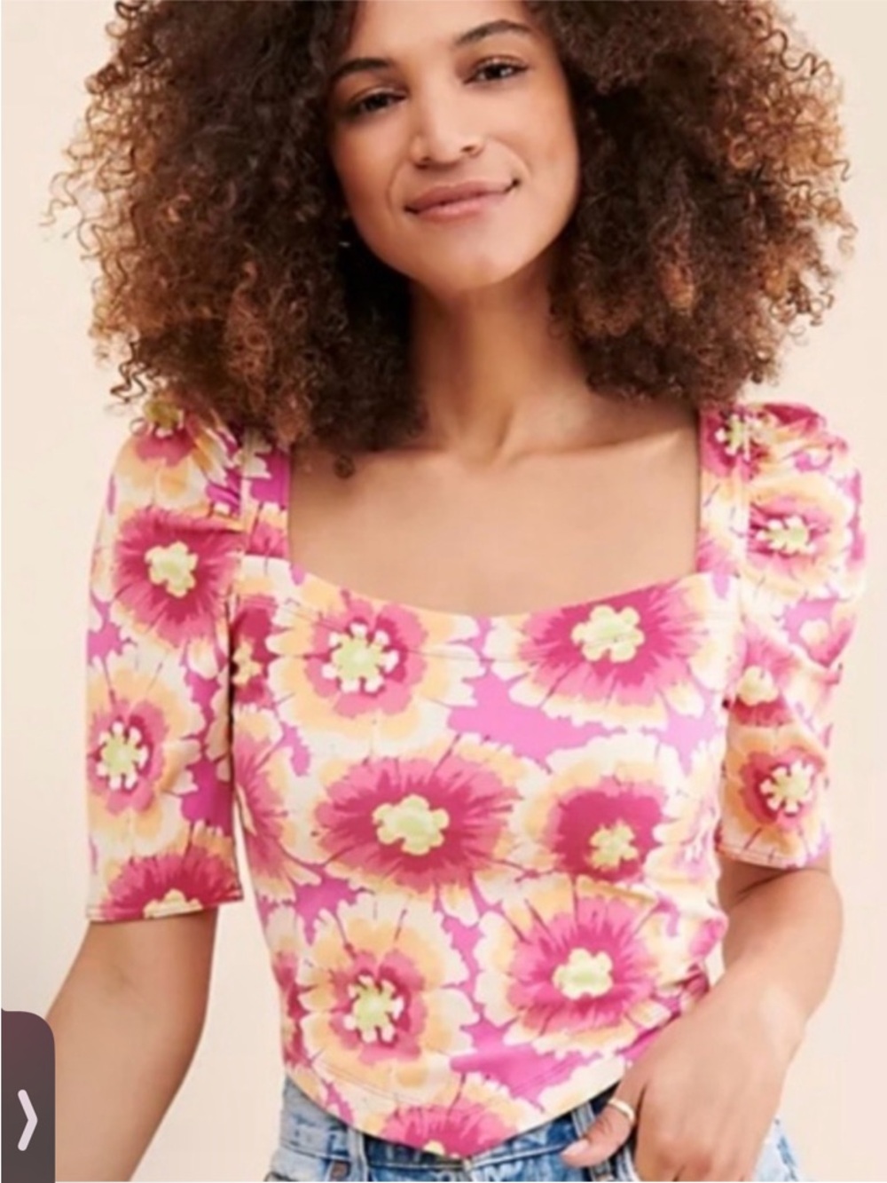 NWT FREE PEOPLE Floral Pink Cropped Top